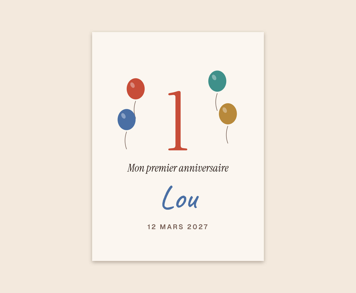 Affiche « Mon premier anniversaire » personnalisée – Affiche 30×40 cm