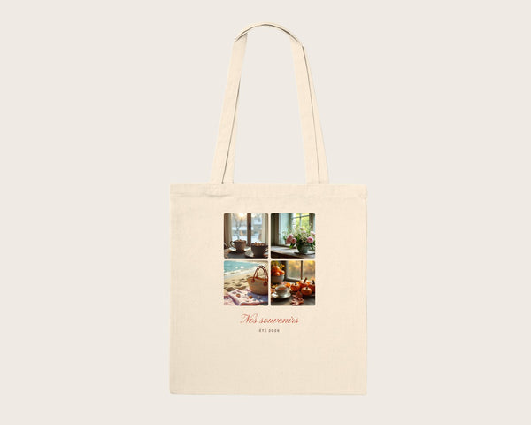 Tote bag collage 4 photos personnalisé – tote bag en coton naturel
