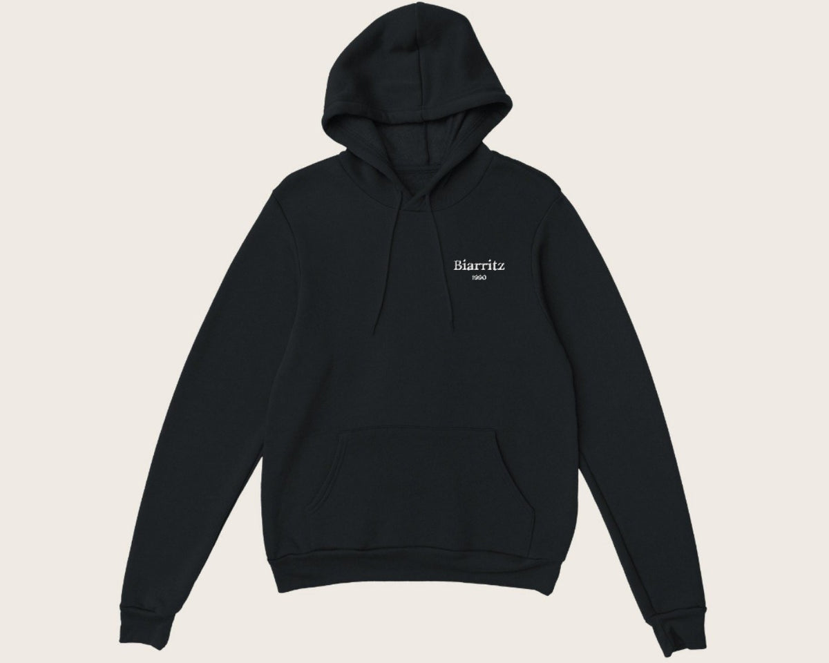 Sweat brodé ville et année personnalisé – sweat à capuche noir