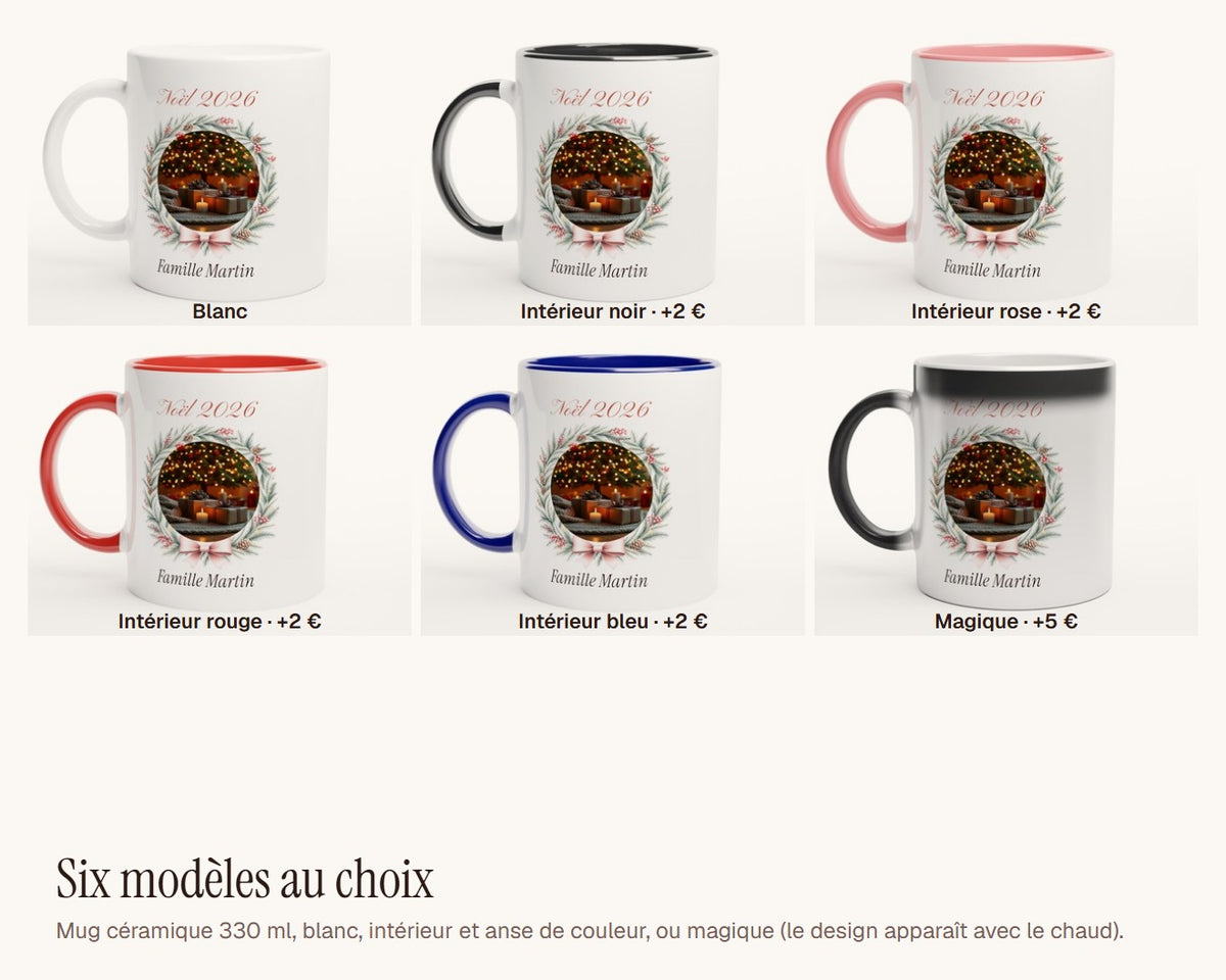 Mug photo de Noël personnalisé pour la famille – les six modèles de mug