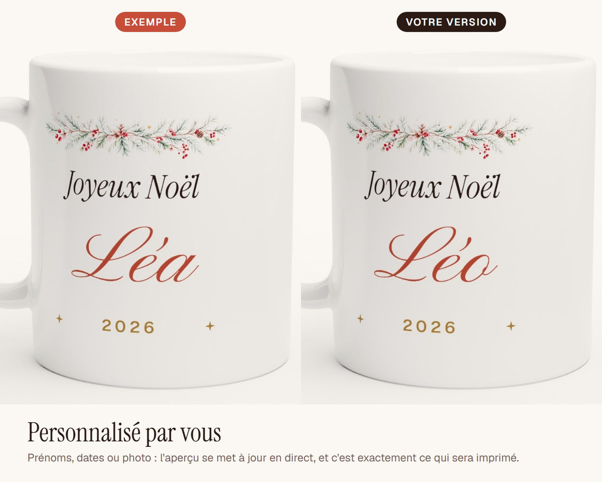 Mug de Noël personnalisé avec prénom – exemple de personnalisation