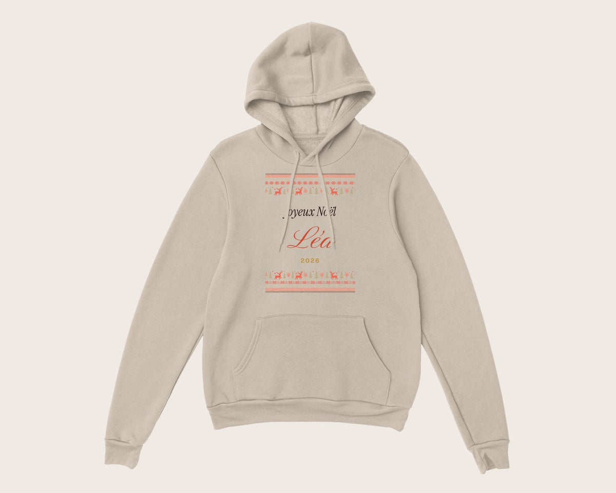 Pull de Noël personnalisé avec prénom (sweat) – sweat à capuche sable