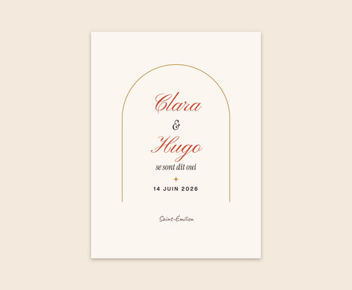 Affiche de mariage personnalisée avec prénoms, date et lieu – Affiche 30×40 cm