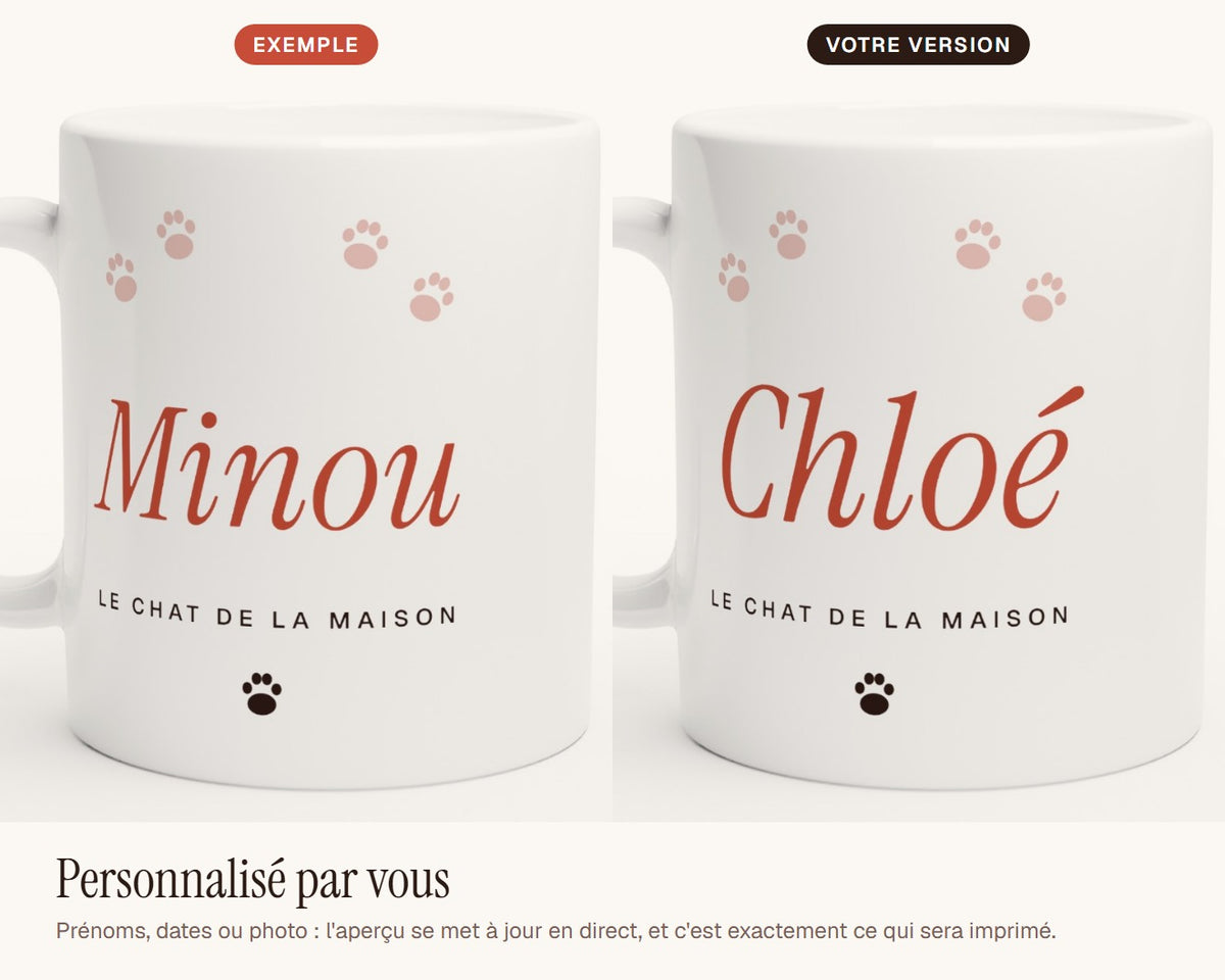 Mug « Le chat de la maison » personnalisé – exemple de personnalisation