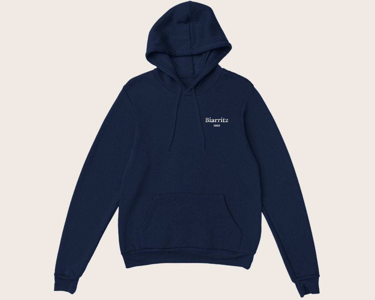 Sweat brodé ville et année personnalisé – sweat à capuche marine