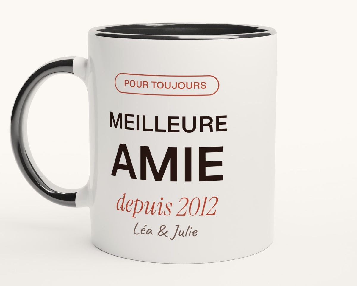 Mug personnalisé « Meilleure amie » – intérieur et anse noirs