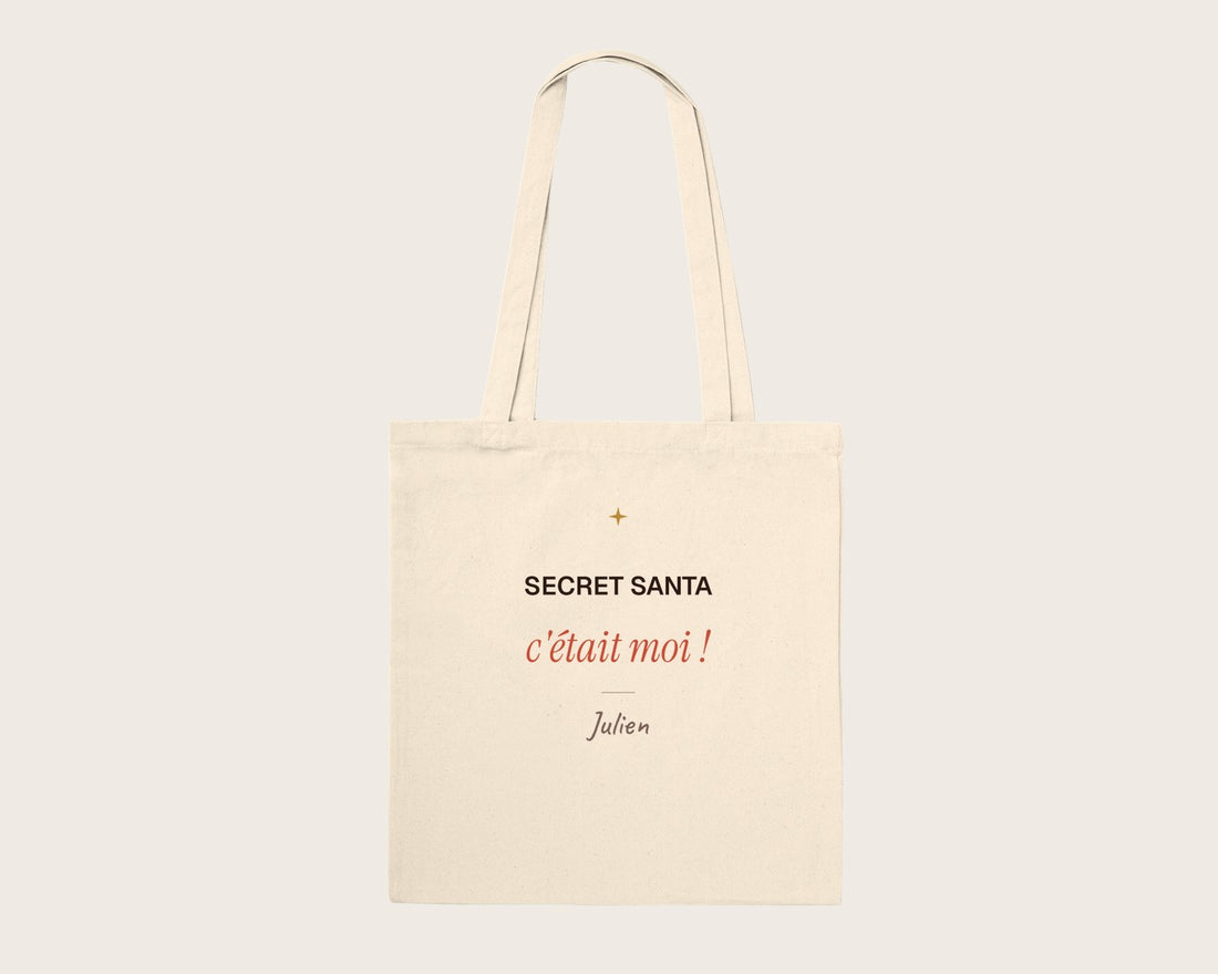Tote bag « Secret Santa, c'était moi ! » personnalisé – tote bag en coton naturel