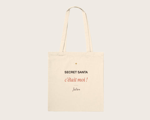 Tote bag « Secret Santa, c'était moi ! » personnalisé – tote bag en coton naturel