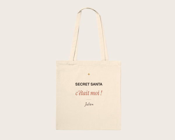 Tote bag « Secret Santa, c'était moi ! » personnalisé – tote bag en coton naturel