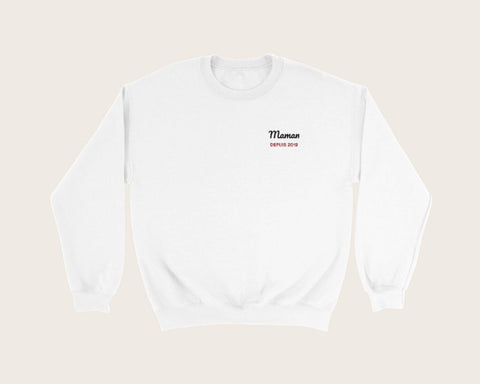 Sweat brodé « Maman depuis… » personnalisé