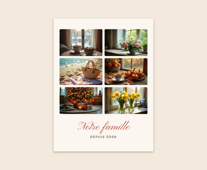 Affiche collage 6 photos personnalisée pour la famille