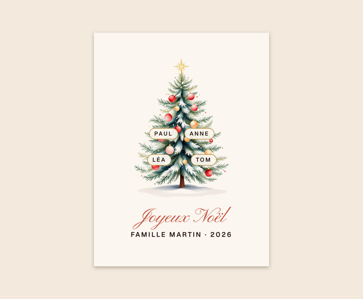 Affiche sapin de Noël de famille personnalisée – Affiche 30×40 cm