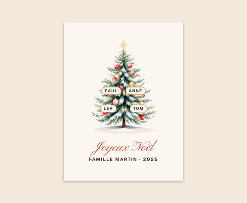 Affiche sapin de Noël de famille personnalisée – Affiche 30×40 cm