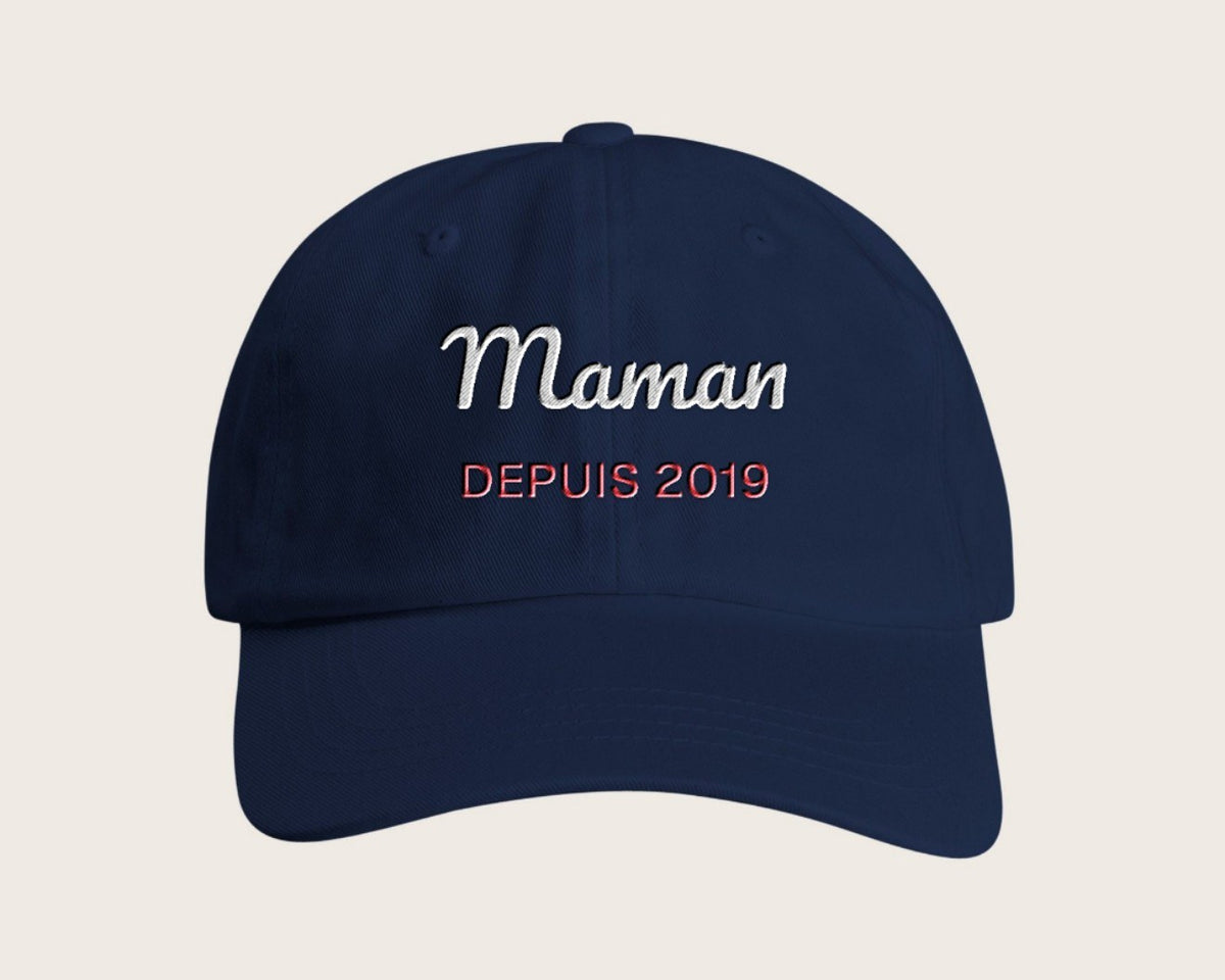 Casquette brodée « Maman depuis… » personnalisée – marine