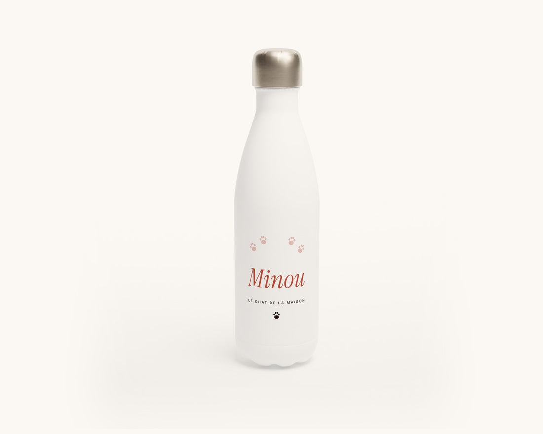 Gourde personnalisée avec le nom de votre chat – gourde en inox 500 ml