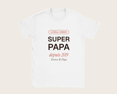T-shirt « Super Papa » personnalisé avec les prénoms