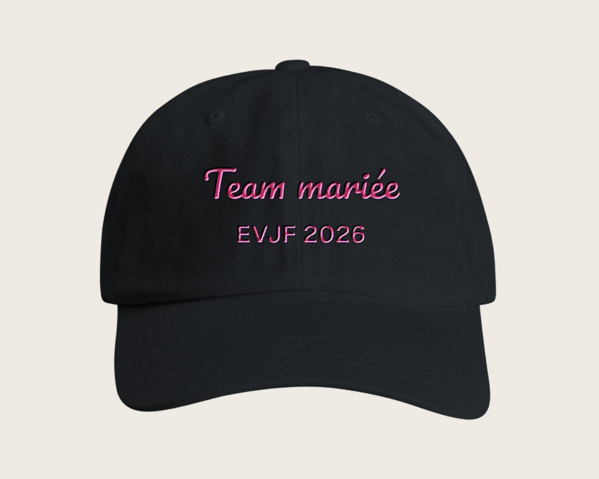 Casquette EVJF brodée « Team mariée » personnalisée – noir