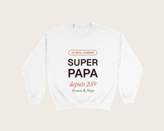 Sweat « Super Papa » personnalisé avec les prénoms