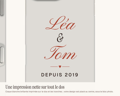 Coque de téléphone couple personnalisée avec vos prénoms
