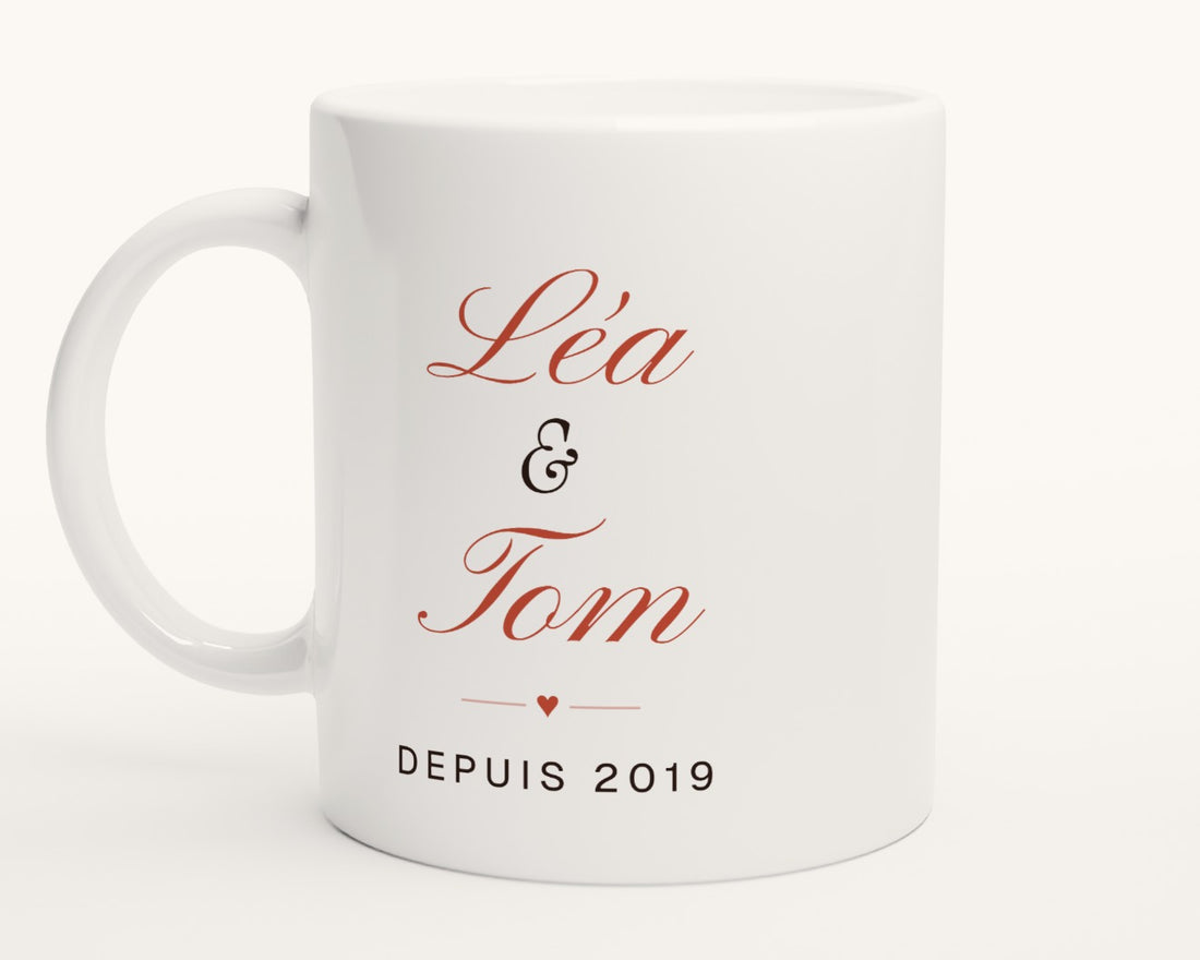 Mug personnalisé couple avec vos deux prénoms – photo produit