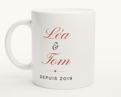 Mug personnalisé couple avec vos deux prénoms