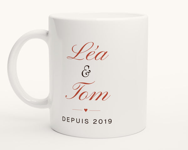 Mug personnalisé couple avec vos deux prénoms – photo produit