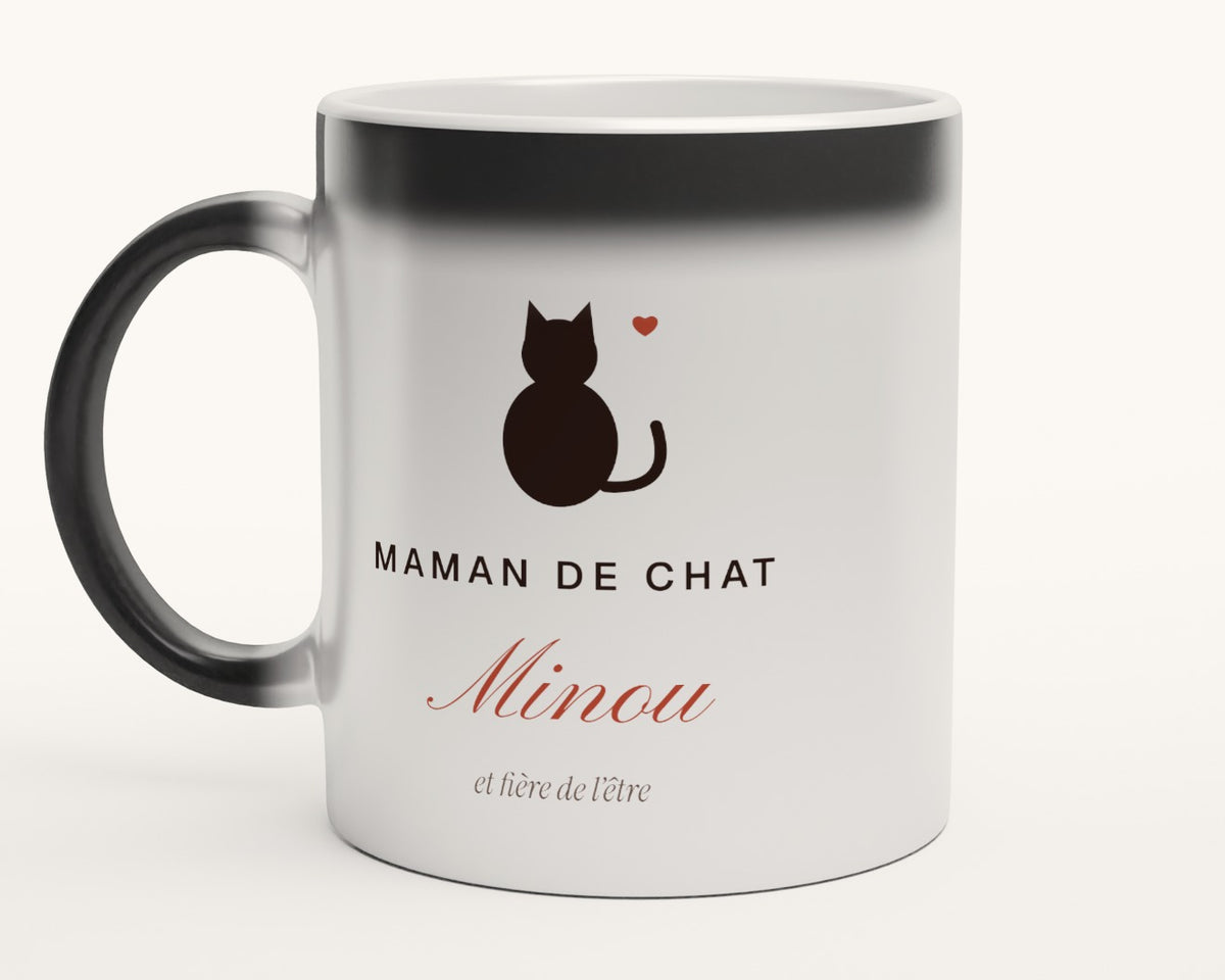 Mug « Maman de chat » personnalisé avec son nom – mug magique